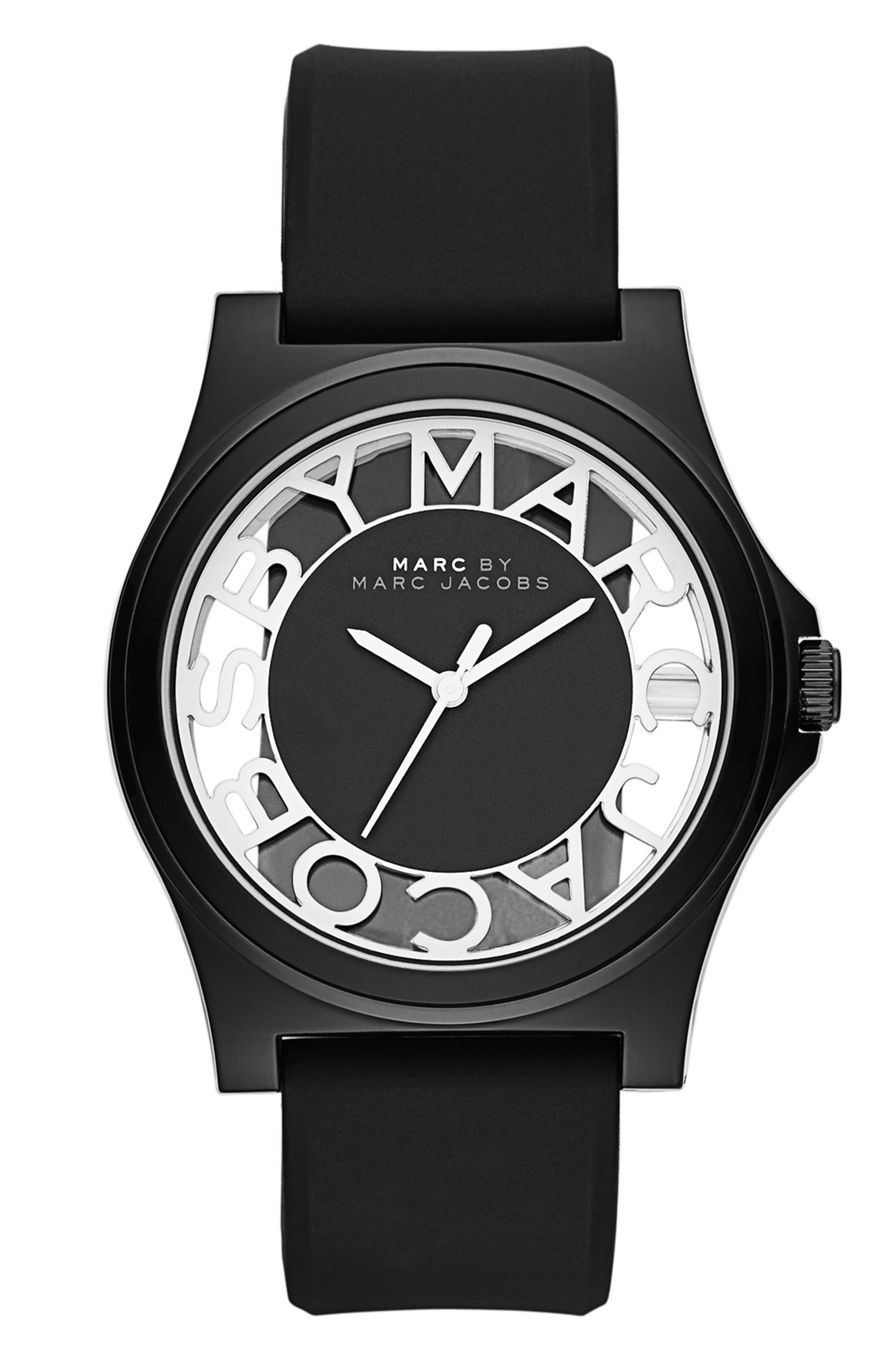 MARC JACOBS 'Henry Skeleton' Silicone Strap Watch, 41mm | Nordstrom
