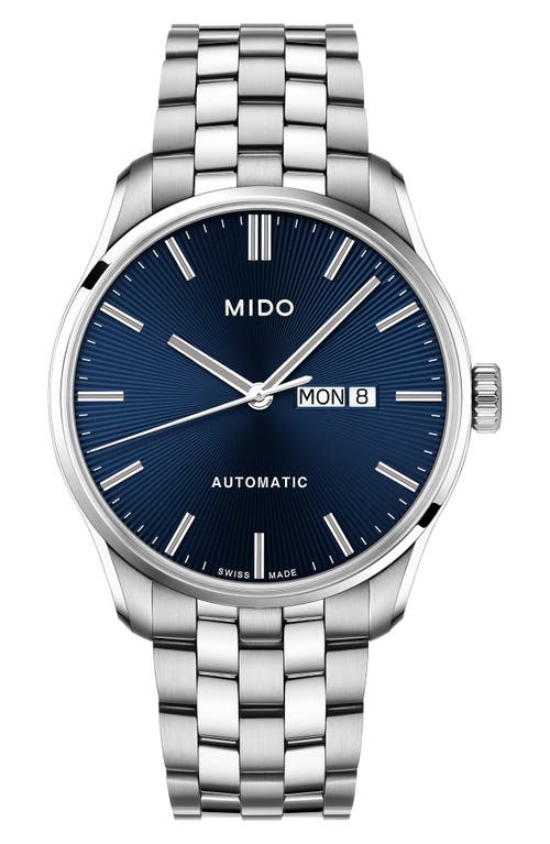 Mido Belluna Ii Stainless Steel Strap Watch In Silver/blue/silver