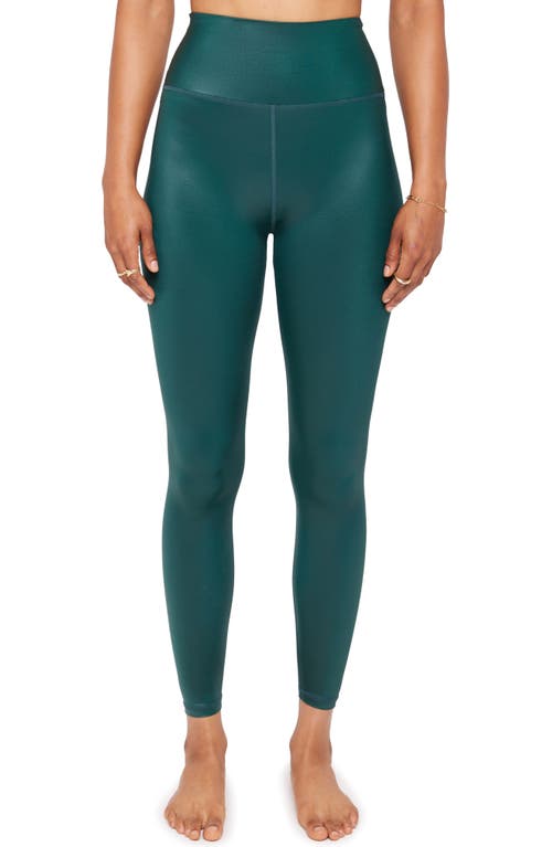 Shop Spiritual Gangster Ada High Waist Wet Look Leggings In Deep Forest