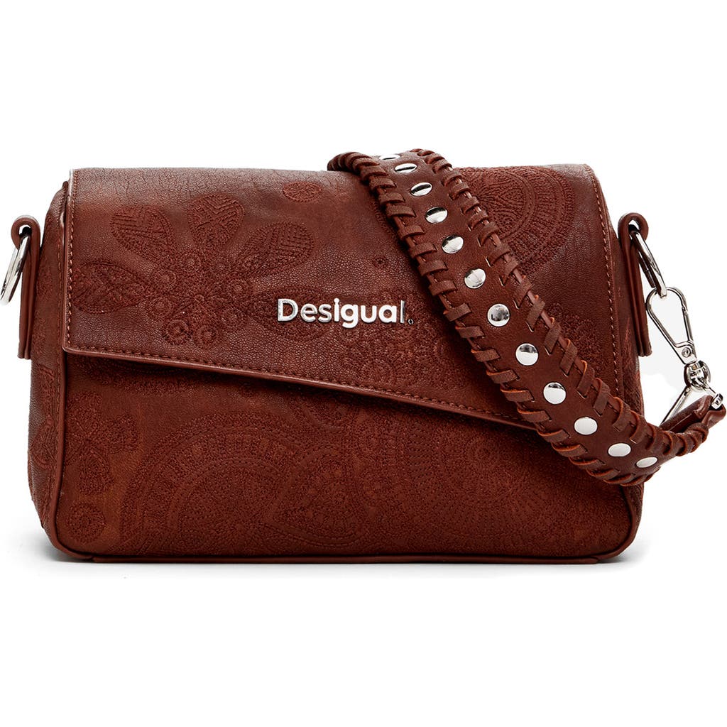 Desigual Embroidered S Handbag In Brown