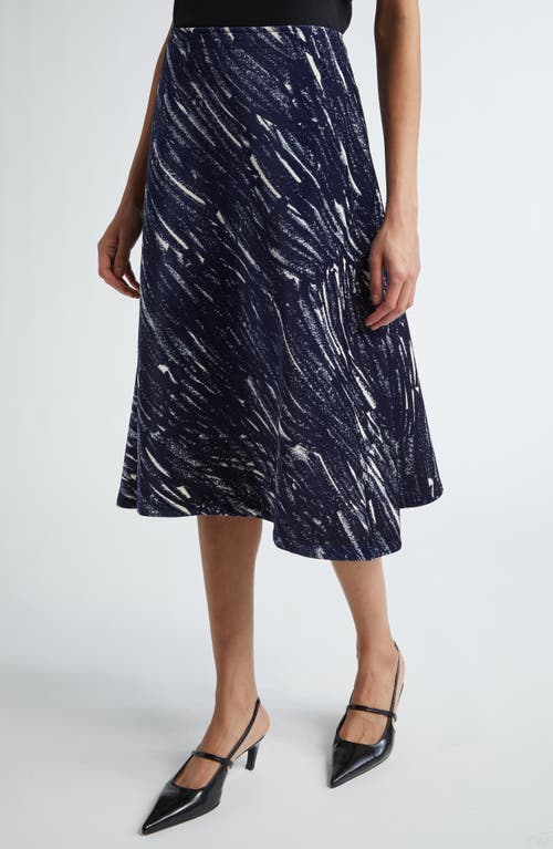 Shop Marni Cotton Stretch Fleece Midi Skirt In Midnight