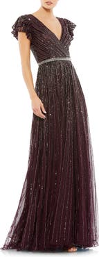 Mac Duggal Beaded Cap Sleeve Tulle A Line Gown Nordstrom