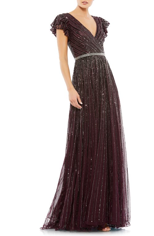 Mac Duggal Beaded Cap Sleeve Tulle A-Line Gown at Nordstrom,