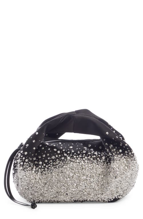 Dries Van Noten Small Crystal Embellished Twist Handle Satin Tote in 900 Black