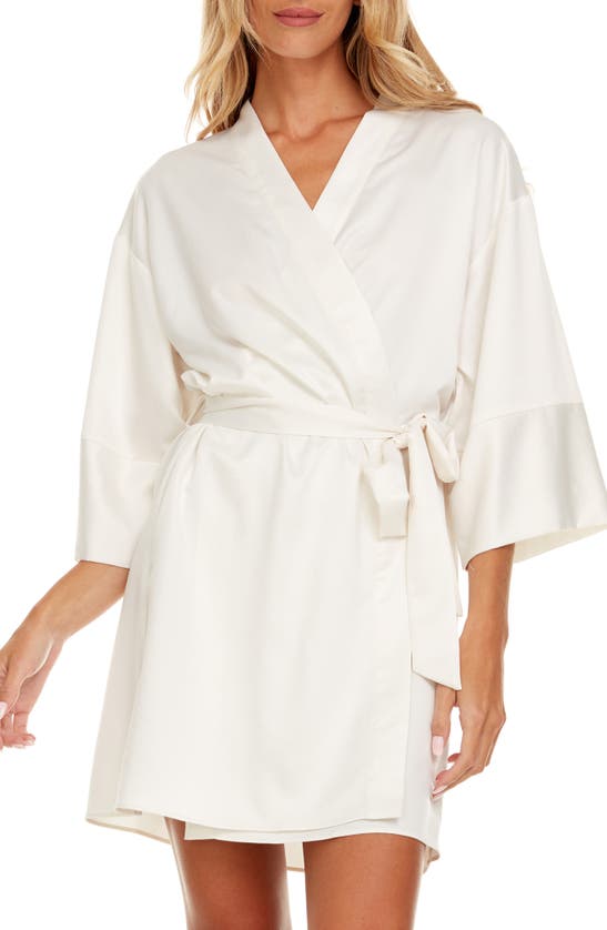 Shop Flora Nikrooz Sasha Lace Trim Satin Wrap In Ivory