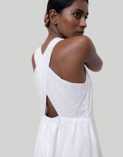 Reistor Cross-back Midi Dress In Coconut White