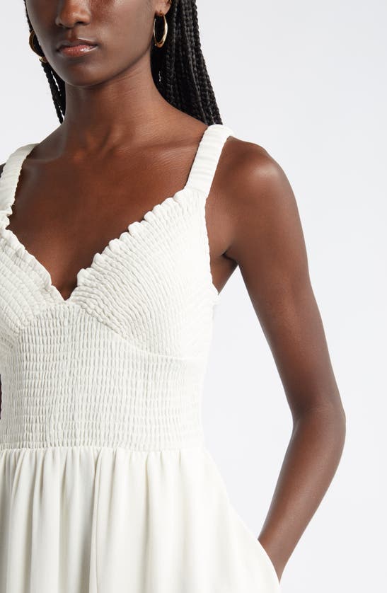 Nordstrom Smocked Bodice Sleeveless Midi Dress In Ivory Pristine