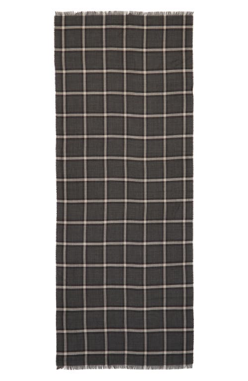 Max Mara Tirana Check Wool & Silk Stole in Dark Grey at Nordstrom