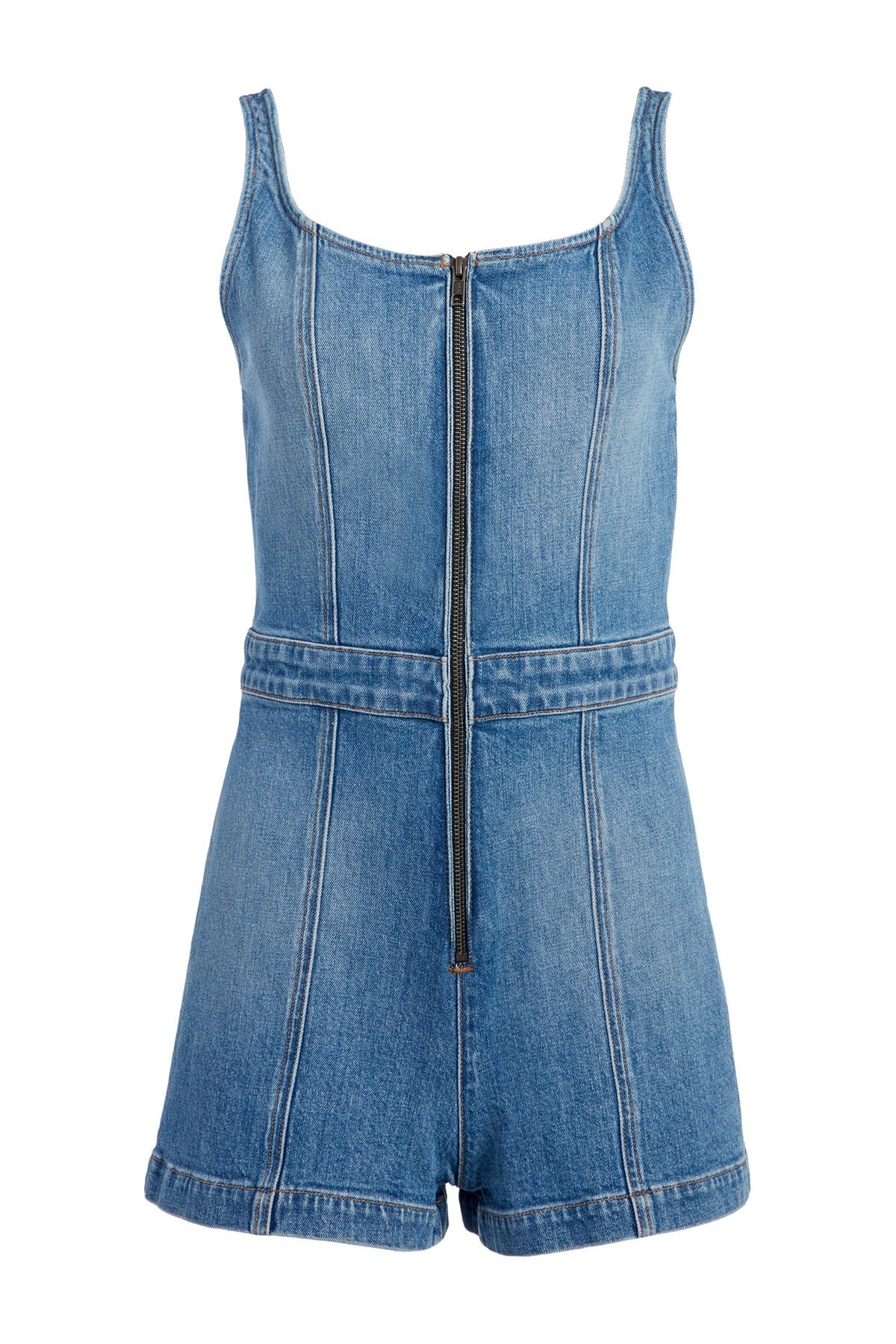 Alice Olivia Gorgeous Zip Front Denim Romper Hautelook