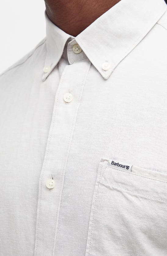 Shop Barbour Nelson Tailored Fit Solid Linen & Cotton Button-down Shirt In Mist