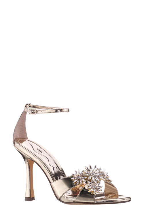 Nina Women's Dawn Dress Sandal With Crystal Flowers In Platino