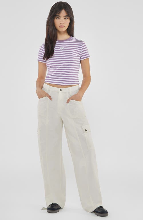 Guess Originals Go Core Stripe Baby Tee In Lux Orchid Multi