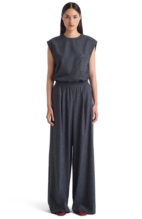 Shop Twp Eva Stretch Wool Wide Leg Pants In Charcoal