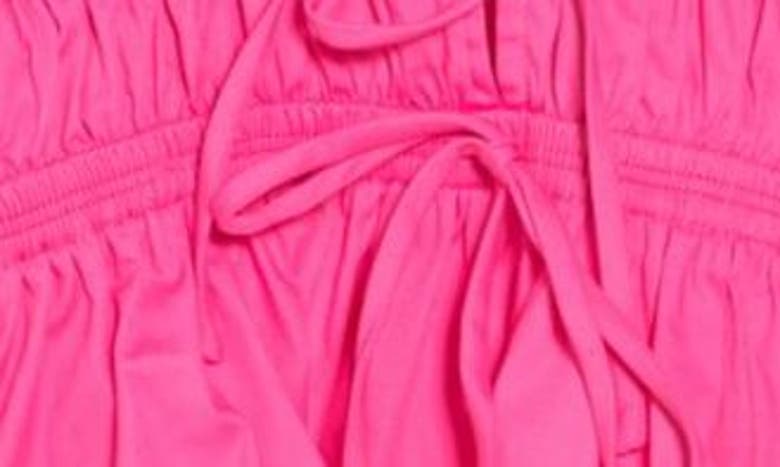 Shop Wayf Smocked Tie Front Top In Hot Pink