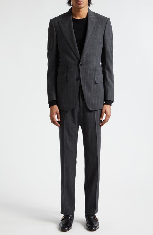 TOM FORD Shelton Fresco Stripe Wool Suit Charcoal at Nordstrom, Us