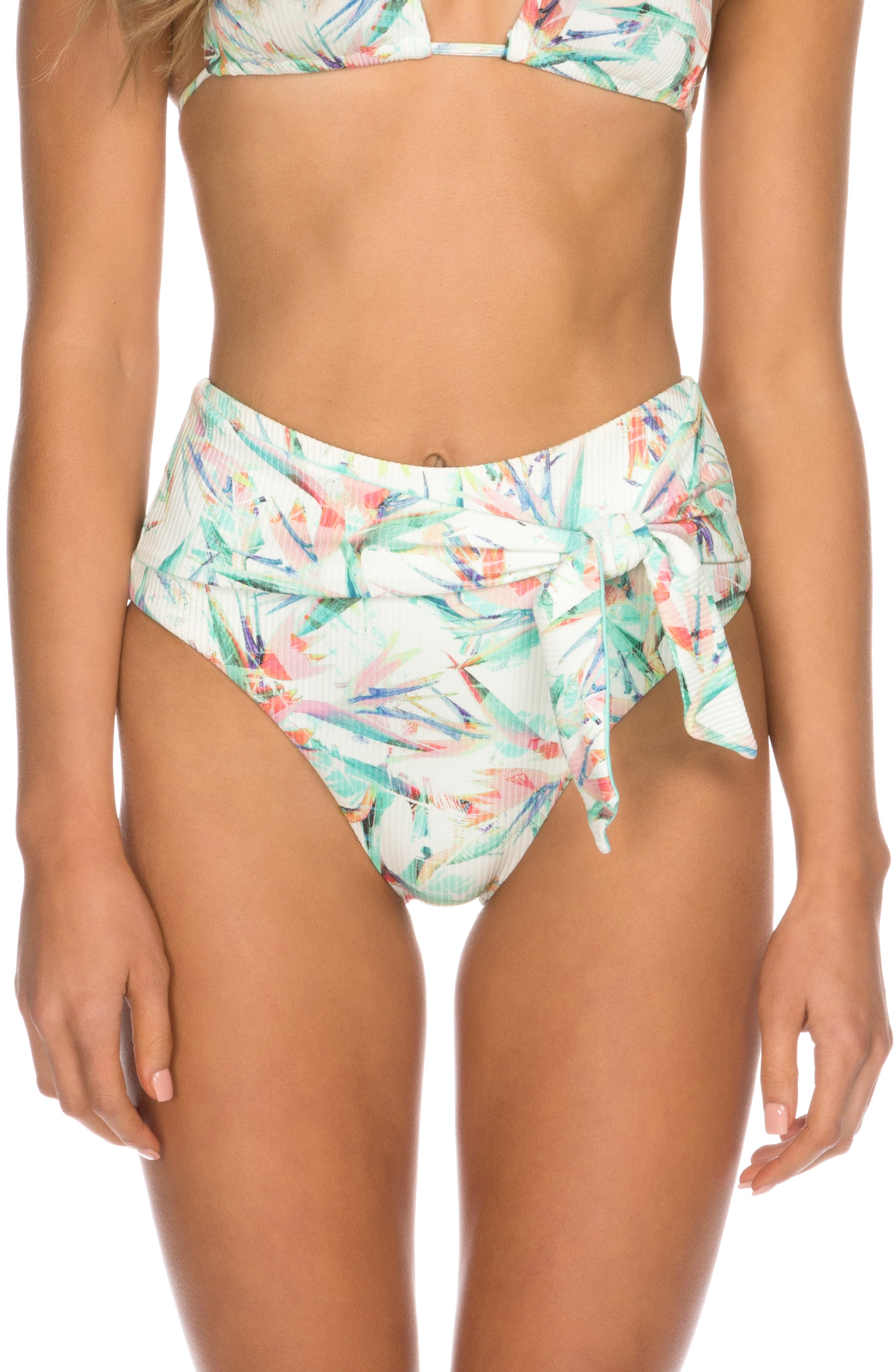 Isabella Rose Island Time Print Bikini Bottoms, White