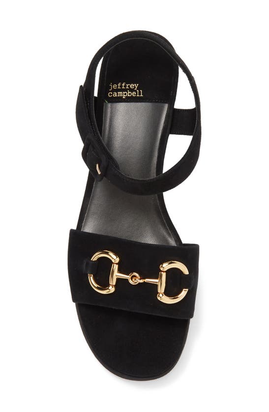 Jeffrey Campbell Timeless 2 Platform Sandal In Black Suede Gold