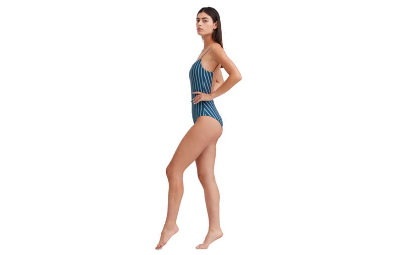 Shop Au Naturel By Gottex Reversible Solid Scoop Neck One Piece Swimsuit With U Shape Back In Dusk Blue