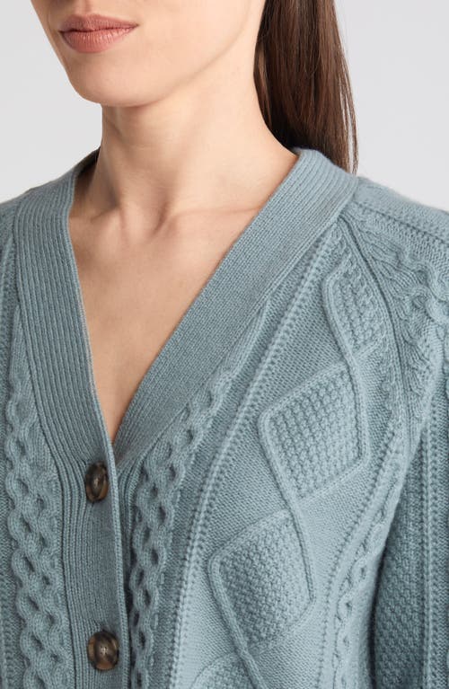 Shop Madewell Cable Knit V-neck Crop Cardigan In Faded River