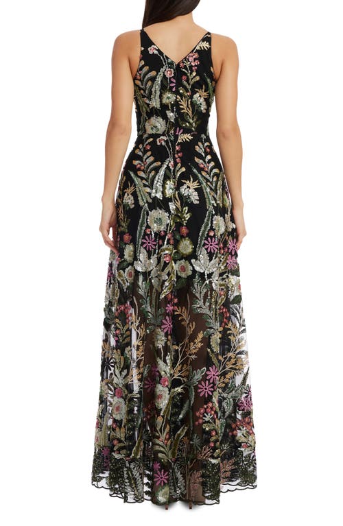 DRESS THE POPULATION DRESS THE POPULATION ARIYAH FLORAL SEQUIN A-LINE GOWN 