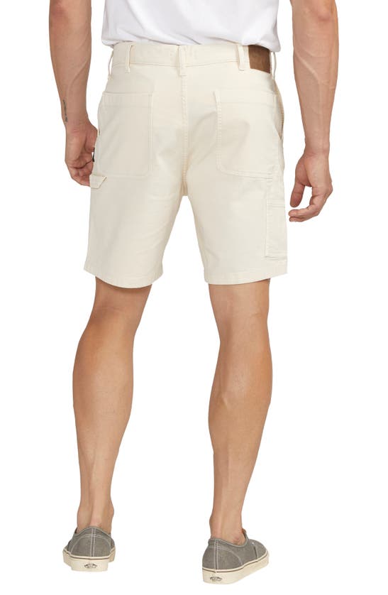 Shop Silver Jeans Co. Relaxed Fit Twill Painter Shorts In Chalk