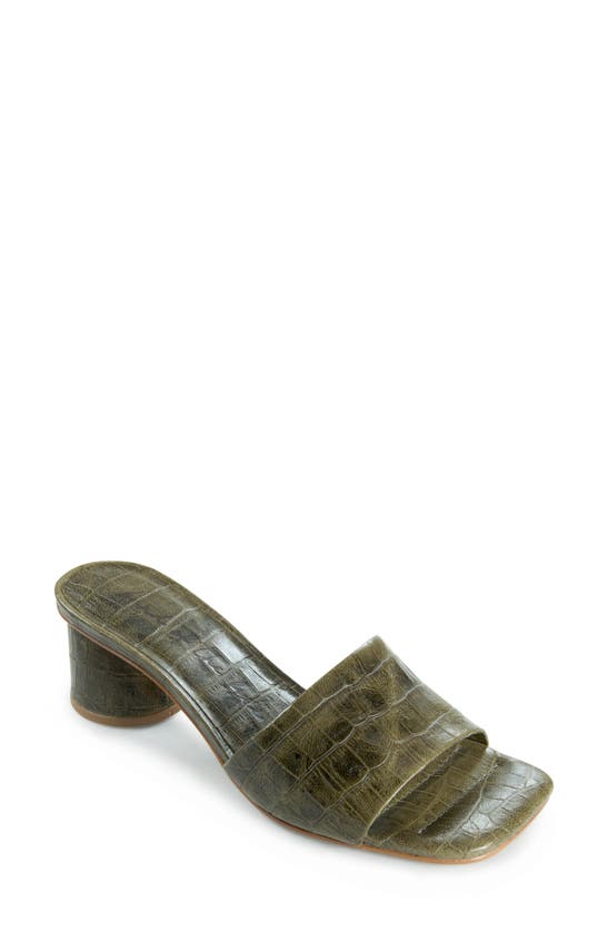 Band Of Gypsies Arbor Croc Embossed Slide Sandal In Olive