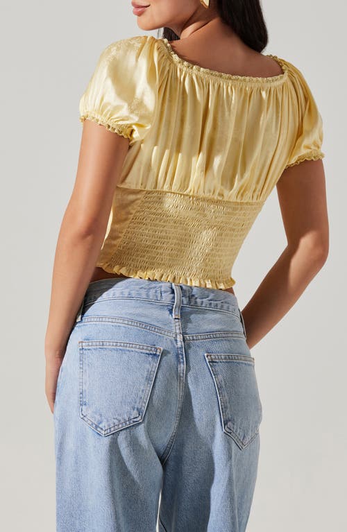 Shop Astr The Label Prisca Tonal Embroidery Crop Top In Yellow