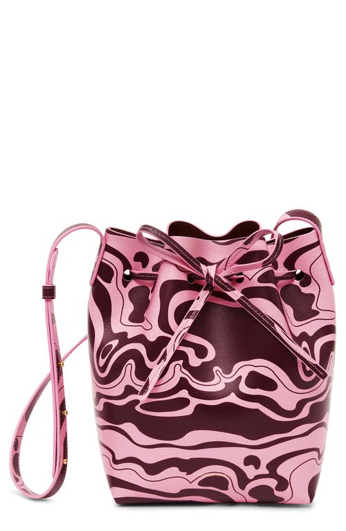 Mansur Gavriel Mini Leather Bucket Bag in Flamingo/Plum