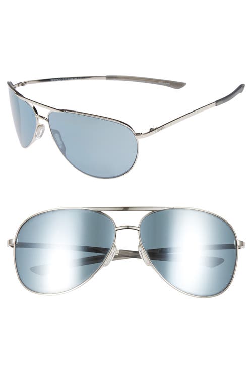 Smith Serpico Slim 2.0 65mm Chromapop™ Polarized Aviator Sunglasses In Silver/platinum Polar