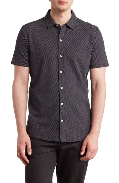 Broderick Dot Short Sleeve Cotton Blend Button-Up Shirt