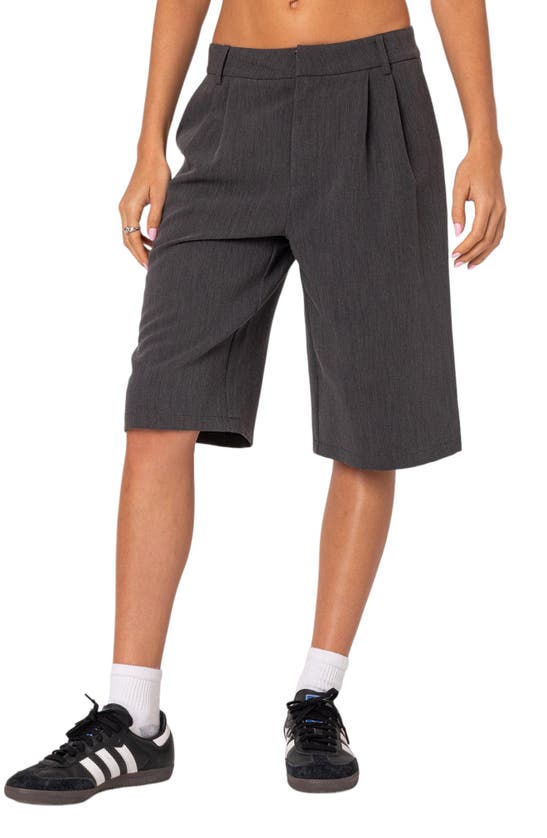 Shop Edikted Aelia Trouser Bermuda Shorts In Dark-gray