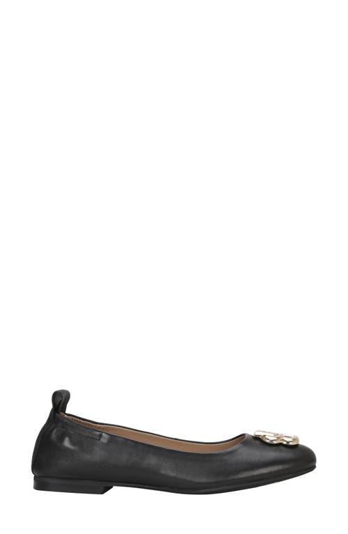 Hugo Boss Nappa-leather Ballerina Pumps With Double B Monogram Hardware In Black