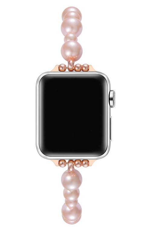 The Posh Tech Maeve 38mm Imitation Pearl Apple Watch® Bracelet Watchband In Rose Gold