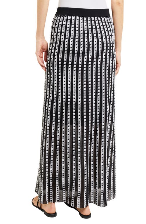 Misook Burnout Stripe A-line Maxi Skirt In Black/white