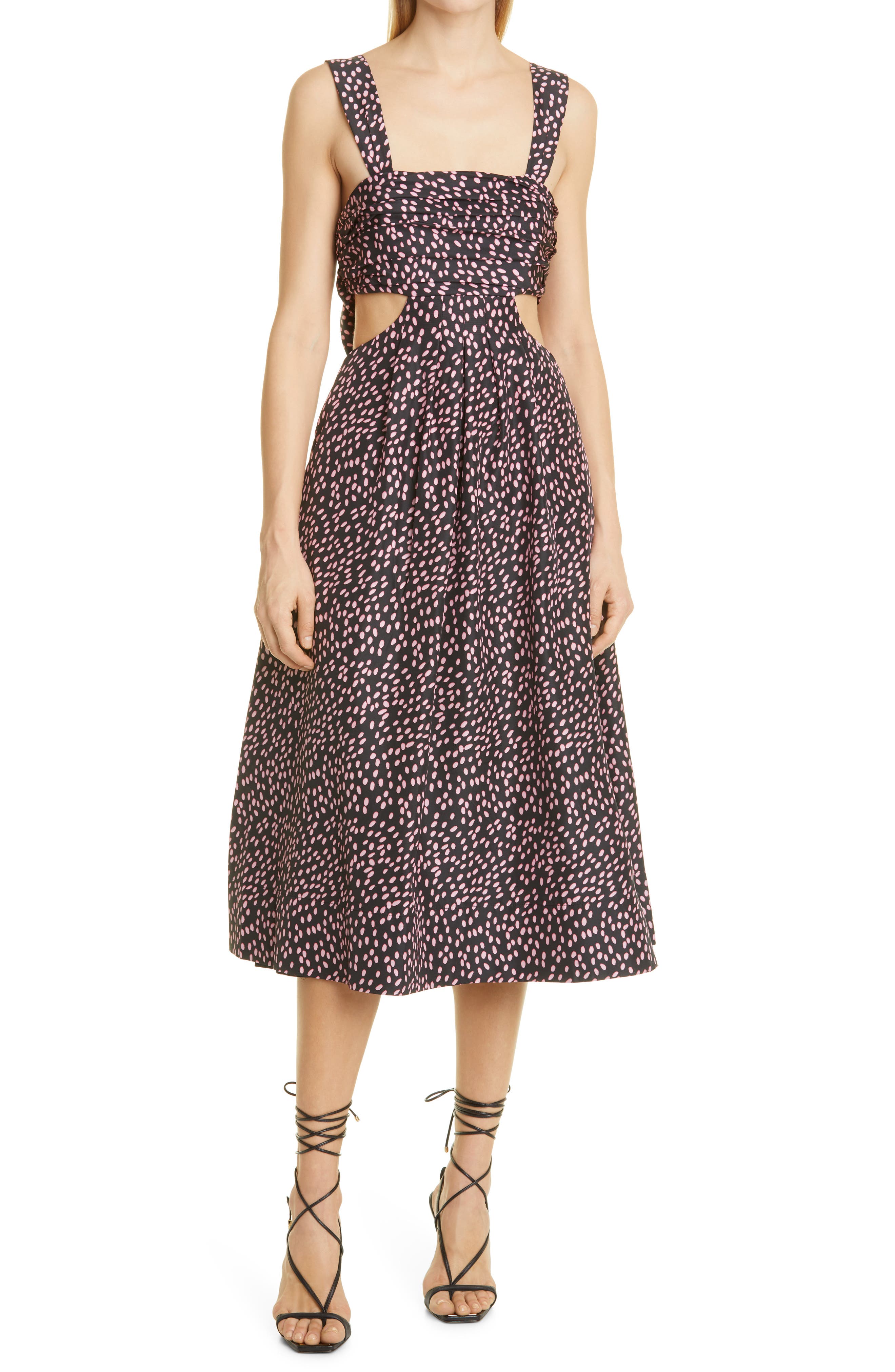 rebecca vallance pink polka dot dress