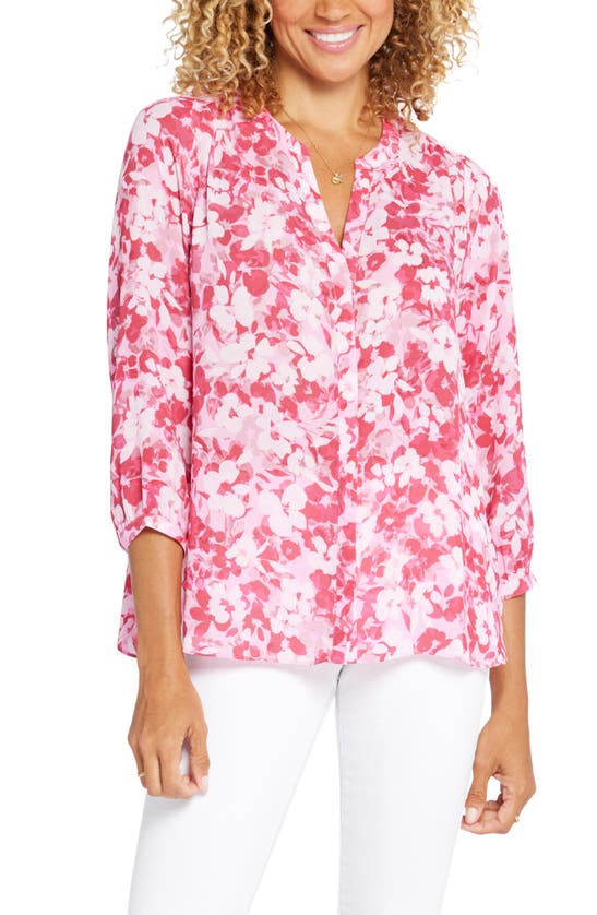 Nydj High-low Crepe Blouse In Raspberry Cove