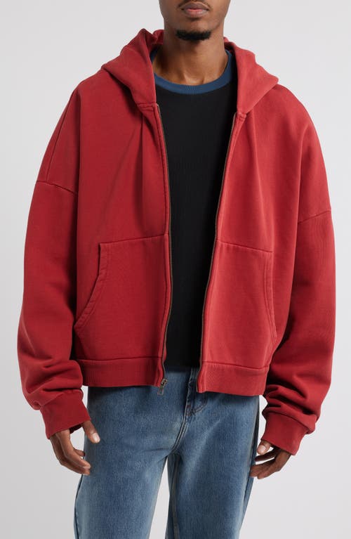 Elwood Oversize Rectangle Zip Hoodie in Cherry 