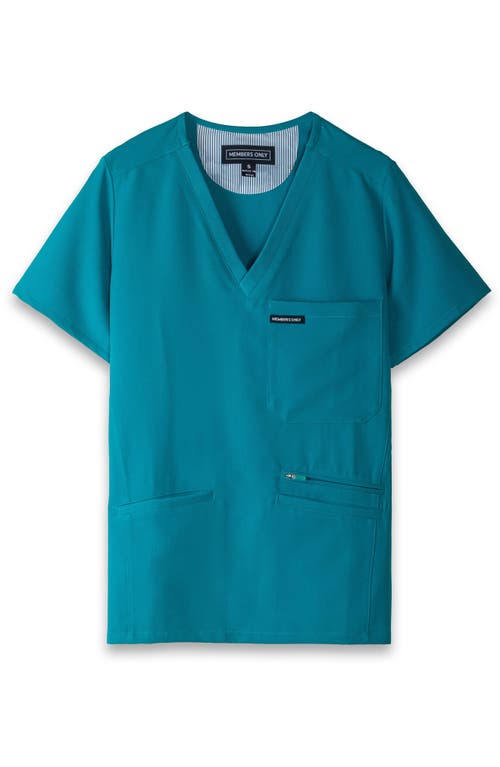 Members Only Palermo 4-pocket Scrub Top In Teal