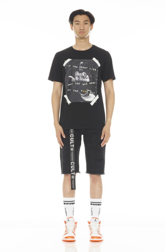 Cult Of Individuality Rocker Belted Denim Shorts In Grunge