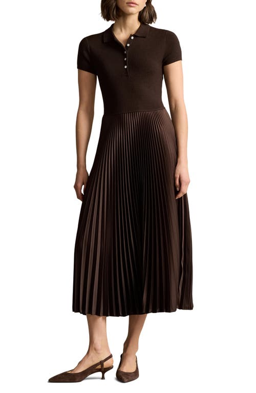 Shop Polo Ralph Lauren Wool, Silk & Cashmere Bodice Maxi Polo Dress In Squire Brown