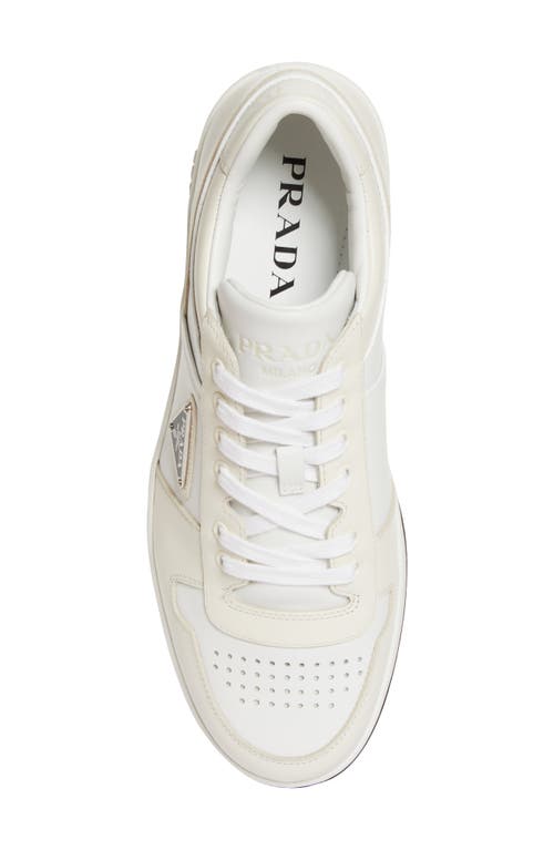 Shop Prada Downtown Leather Sneaker In Bianco/avorio