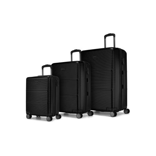 Shop Bugatti Brussels 3 Piece Hardside Luggage Set With Expansion In Black