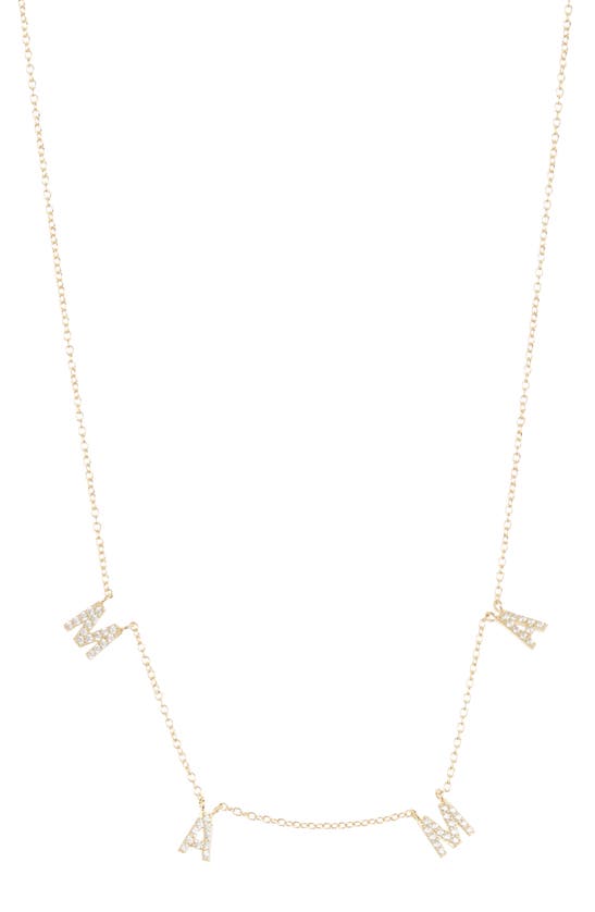 Argento Vivo Sterling Silver Pavé Cubic Zirconia Mama Necklace In Gold
