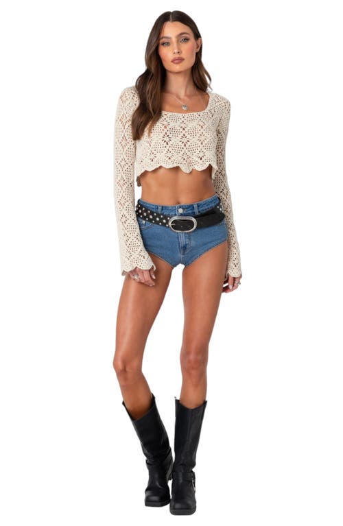 EDIKTED EDIKTED TESSIE LONG SLEEVE CROCHET TOP 