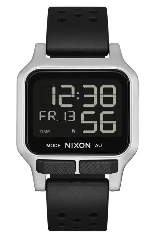 Nixon Heat Digital Rubber Strap Watch in Silver at Nordstrom