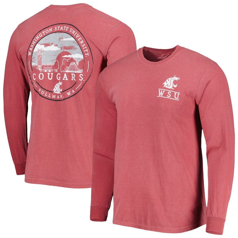 Image One Crimson Washington State Cougars Circle Campus Scene Long Sleeve T-shirt