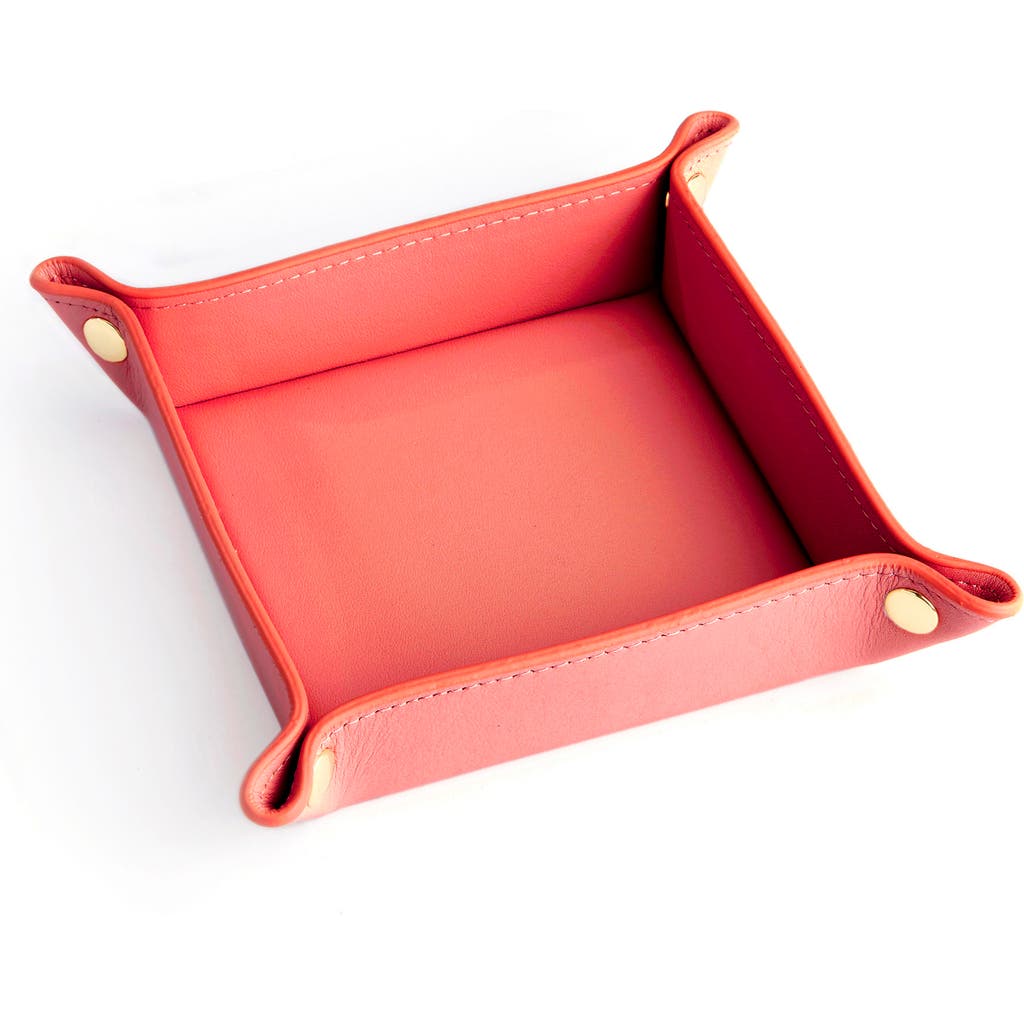 Royce New York Catchall Leather Valet Tray In Red