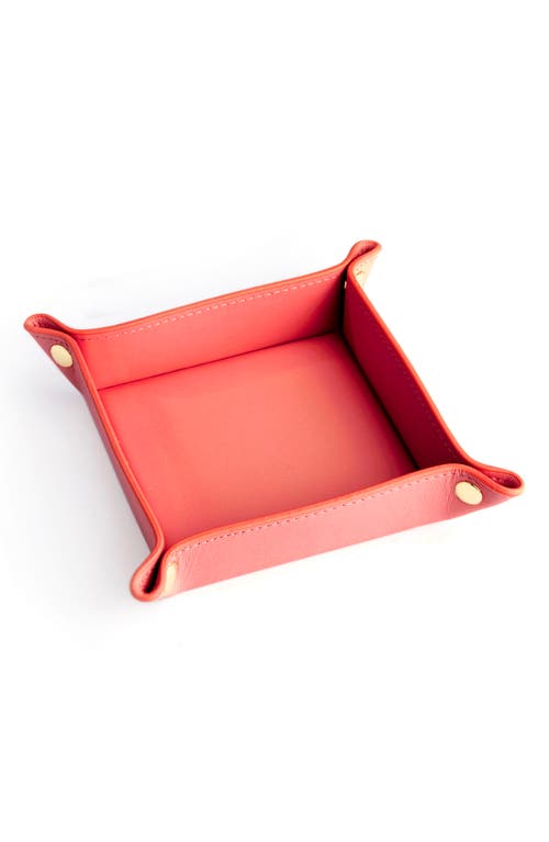 Personalized Catchall Leather Valet Tray in Red- Gold Foil