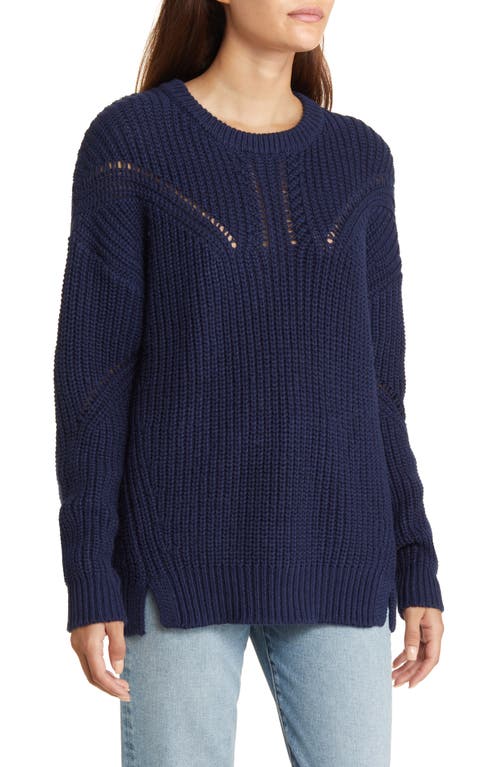 caslon(r) Pointelle Stitch Sweater in Navy Peacoat