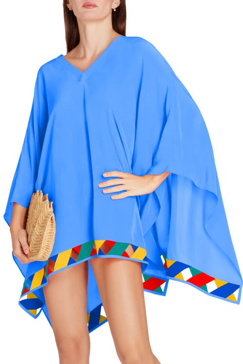 Valimare Bandage Hem Chiffon Cover-up Poncho In Blue
